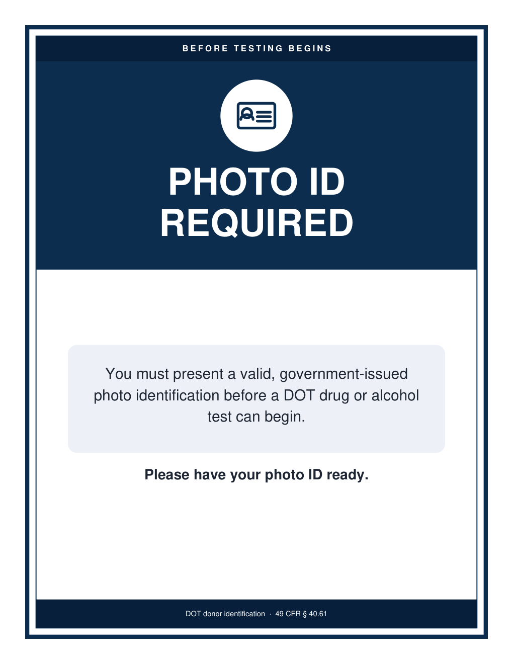 Photo ID Required Sign preview