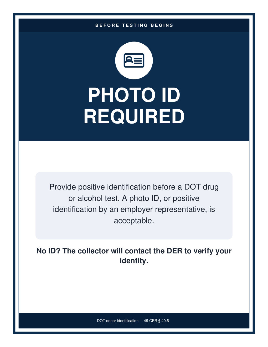 Photo Needed. Sign DOT Collection Site Signs — Free Printable PDF Signs | TestRight Academy